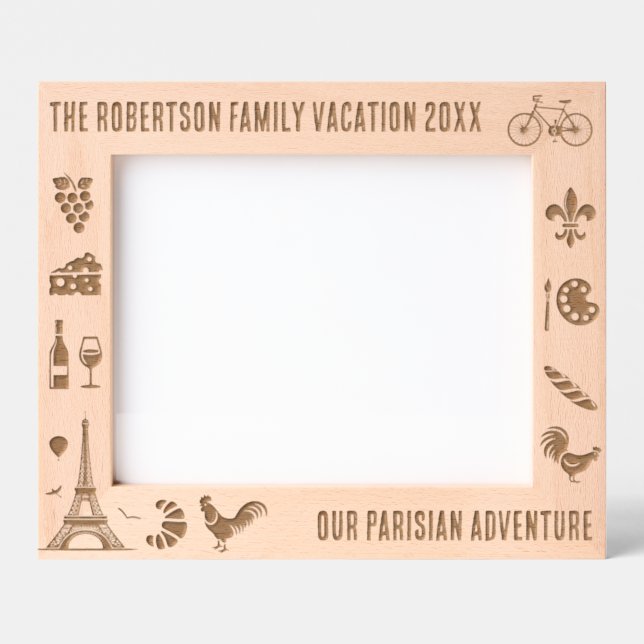 Paris France Family Vacation Personalised 10x8 Etched Frames (Front)