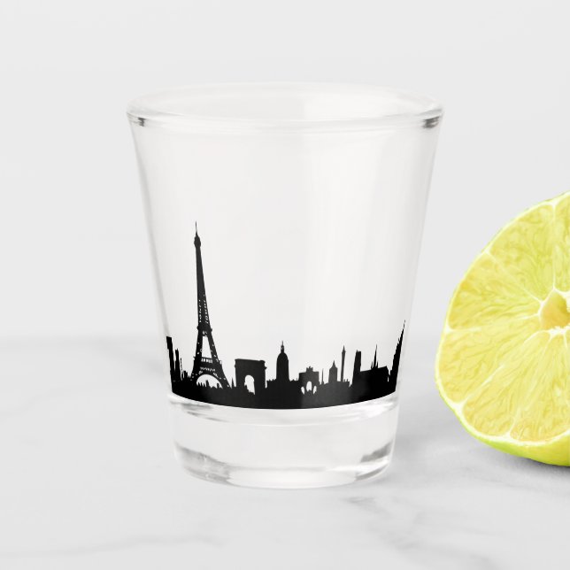Paris France famous cities skyline Shot Glass (Front)
