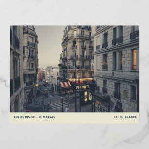 Paris, France Foil Holiday Postcard