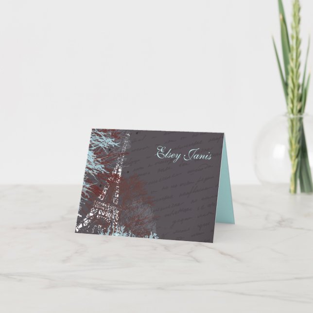 PARIS FRANCE FRENCH Bar Bat Mitzvah thank you card (Front)