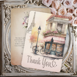 Paris France French Cafe Baby Shower Thank You Card
