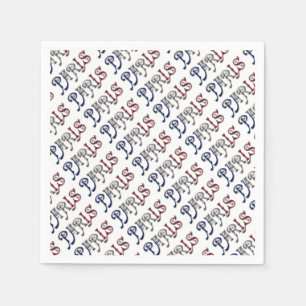 Paris France French Flag Colours Typography Napkin