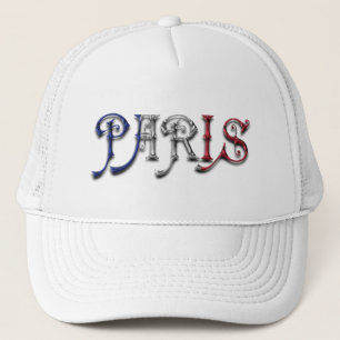 Paris France French Flag Colours Typography Trucker Hat