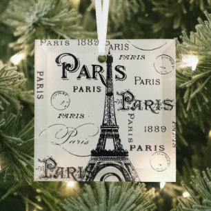 Paris France Gifts and Souvenirs Glass Tree Decoration