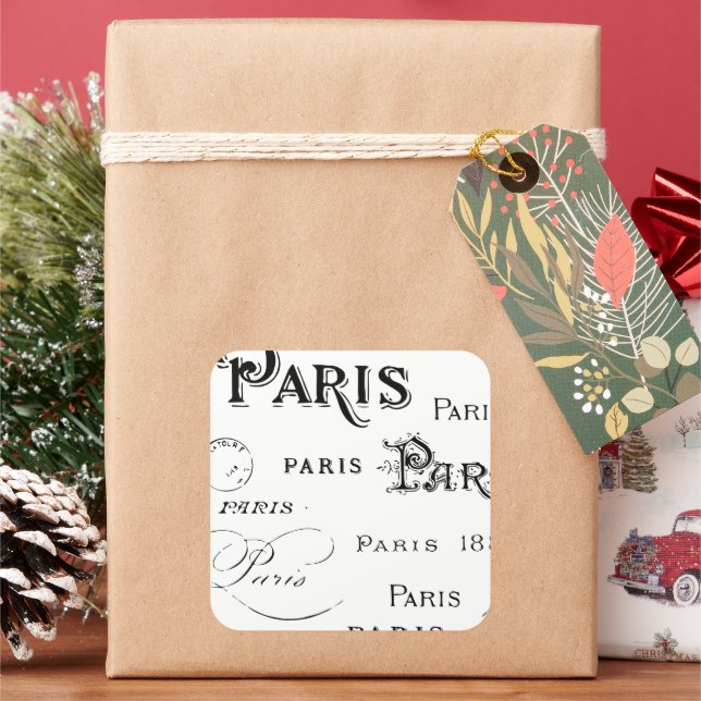 Paris France Gifts and Souvenirs Square Sticker (Holiday)