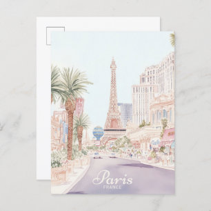 Paris France Gouache Paint Illustration Travel Postcard