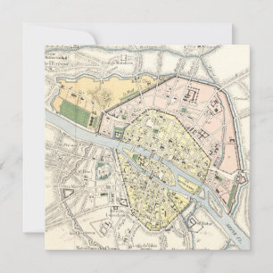 Paris, France: Historical, Vintage Map