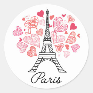 Paris, France Love Classic Round Sticker