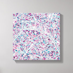 Paris France Map Canvas Print