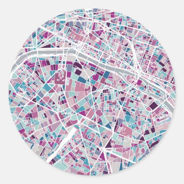 Paris France Map Classic Round Sticker (Front)