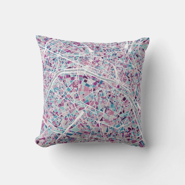 Paris France Map Cushion (Front)