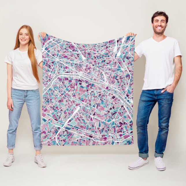 Paris France Map Fleece Blanket (In Situ)