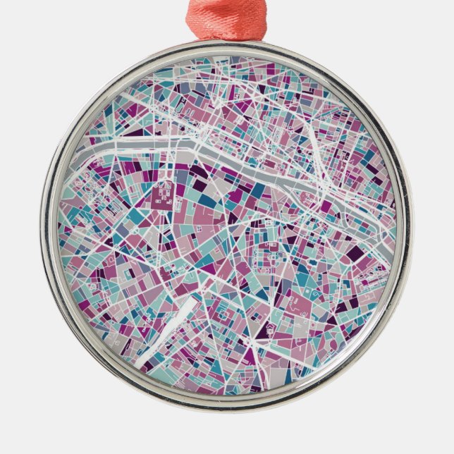 Paris France Map Metal Tree Decoration (Front)