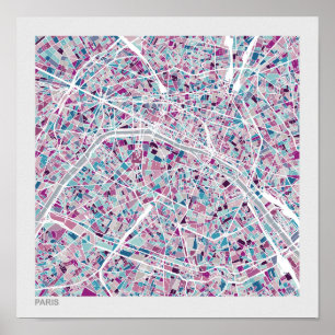 Paris France Map Poster