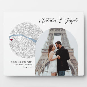 Paris France Map Wedding Engagement Photo Gift Plaque