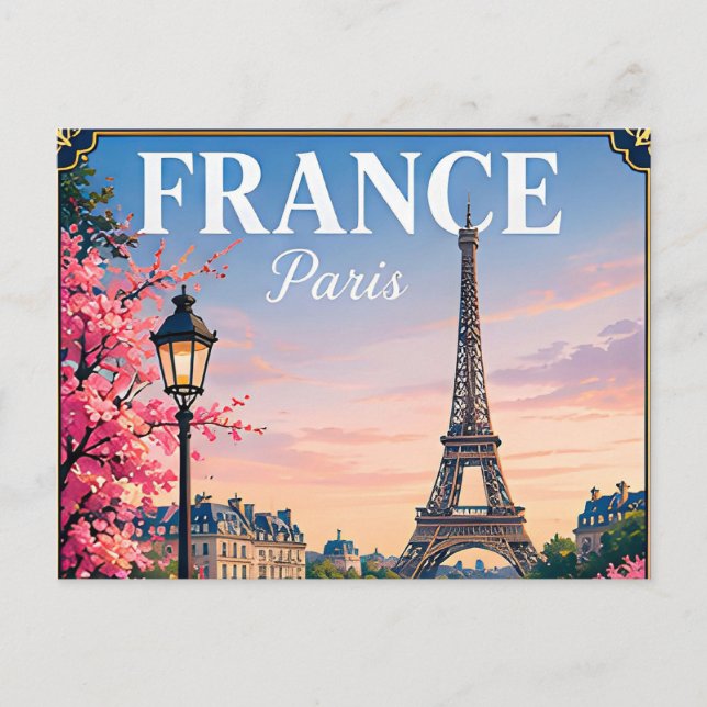 🗼 Paris France Memory From Eiffel Tower Trip 🗼 Postcard (Front)