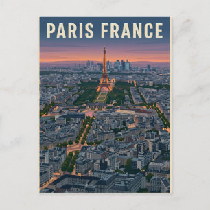 Paris France Mid-Century Modern Skyline Art Postcard