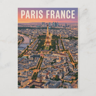 Paris France Mid-Century Modern Skyline Art Postcard