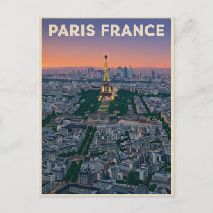Paris France Mid-Century Modern Skyline Art Postcard