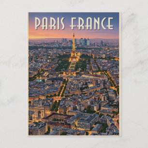 Paris France Mid-Century Modern Skyline Art Postcard