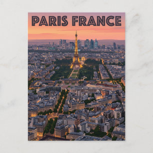 Paris France Mid-Century Modern Skyline Art Postcard