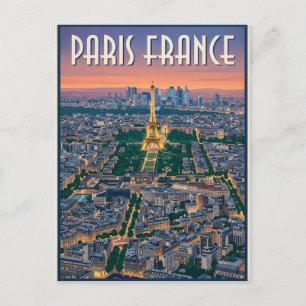 Paris France Mid-Century Modern Skyline Art Postcard