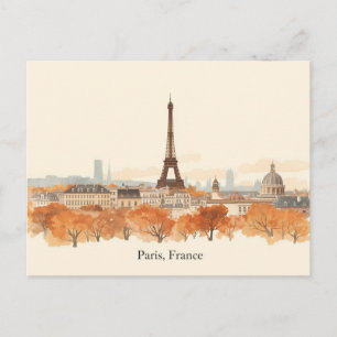 Paris, France Minimalist Boho Travel Postcard