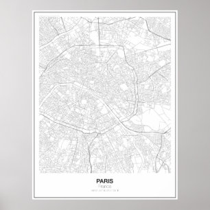 Paris, France Minimalist Map Poster (Style 2)