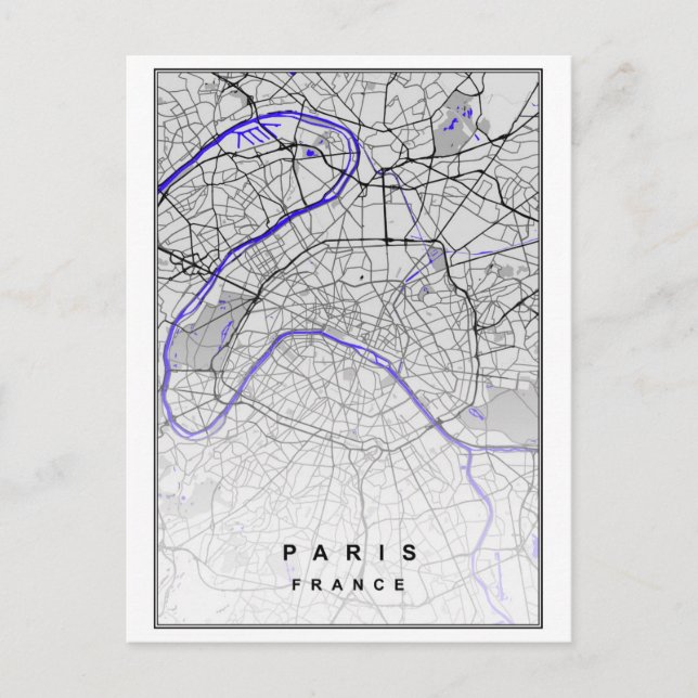 Paris France Modern City Map Postcard (Front)