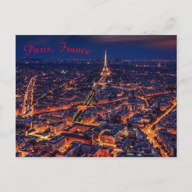 Paris France Night City Lights Postcard (Front)