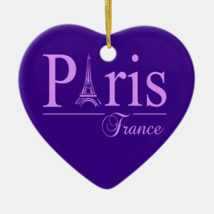 Paris France ornament, double-sided Ceramic Tree Decoration