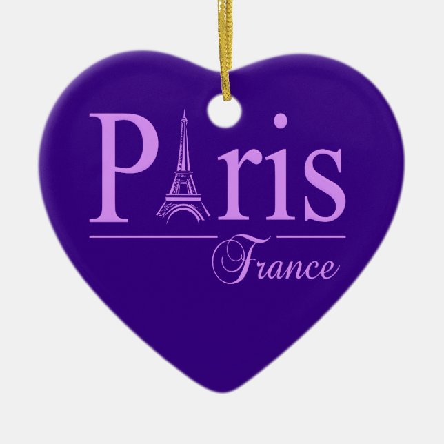 Paris France ornament, double-sided Ceramic Tree Decoration (Front)