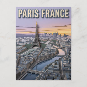 Paris France Paper Cut-Out Art Postcard