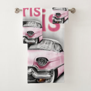 Paris France Pink Car Bathroom Towel Sets