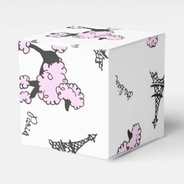 Paris France Poodle Favour Gift Box (Front Side)