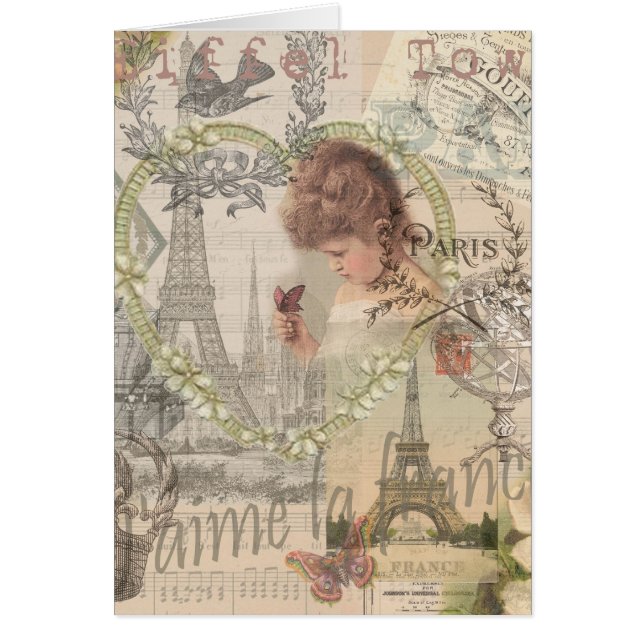 Paris France Pretty Girl Eiffel (Front)