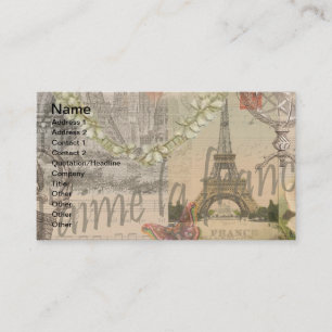 Paris France Pretty Girl Eiffel Business Card