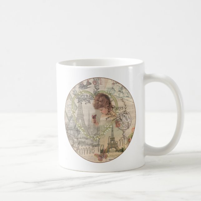 Paris France Pretty Girl Eiffel Coffee Mug (Right)