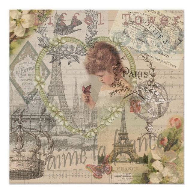 Paris France Pretty Girl Eiffel Poster (Front)