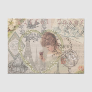 Paris France Pretty Girl Eiffel Tissue Paper