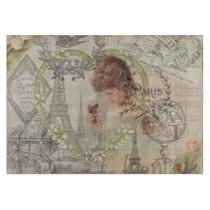 Paris France Pretty Girl Soft Eiffel Cutting Board