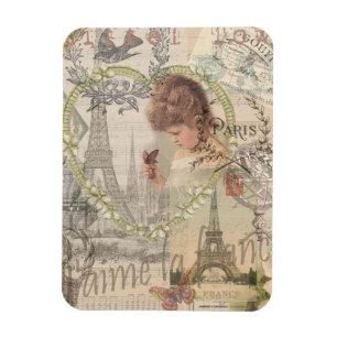 Paris France Pretty Girl Soft Eiffel Magnet