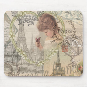 Paris France Pretty Girl Soft Eiffel Mouse Mat