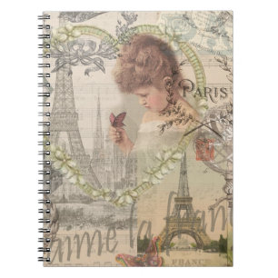 Paris France Pretty Girl Soft Eiffel Notebook