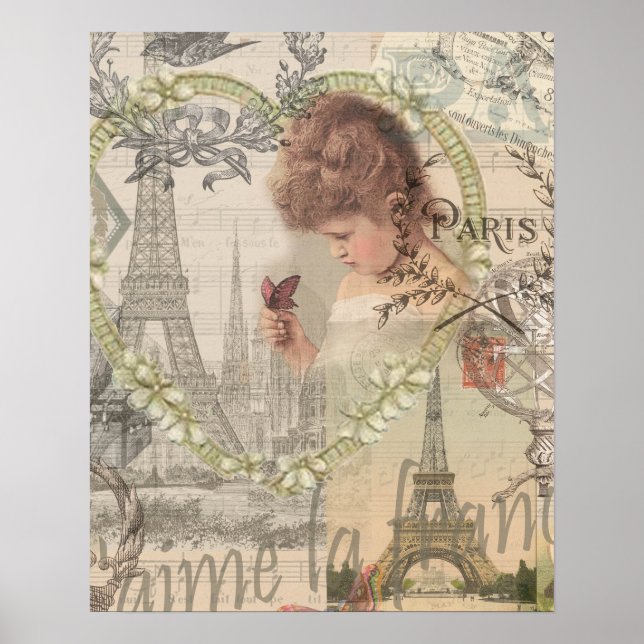 Paris France Pretty Girl Soft Eiffel Poster (Front)