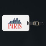 Paris France Retro City Skyline Vintage Cityscape Luggage Tag<br><div class="desc">Vintage and retro city design with beautiful skyline, tourist attraction and cityscape art. Cool skyscraper and building silhouette illustration merchandise for tourist and traveller. Perfect as souvenir to bring back home when travelling. Save the memory of your travel and vacation with family and friends. Background colour can be customised to...</div>