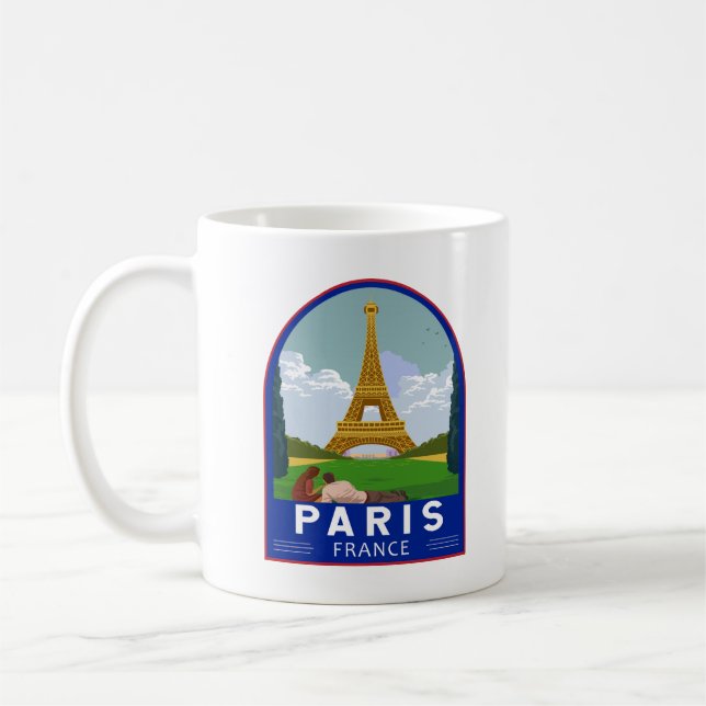 Paris France Retro Travel Art Vintage Coffee Mug (Left)
