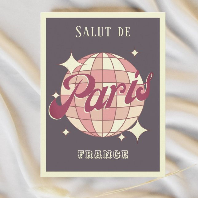 Paris France Retro Vintage purple Postcard (Creator Uploaded)