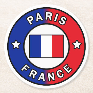 Paris France Round Paper Coaster