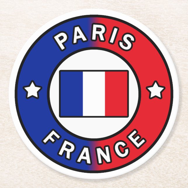 Paris France Round Paper Coaster (Front)